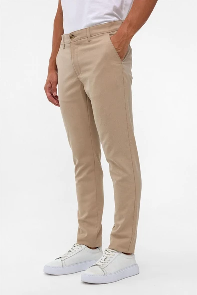 Bej Slim Desenli Pantolon - Resim 3