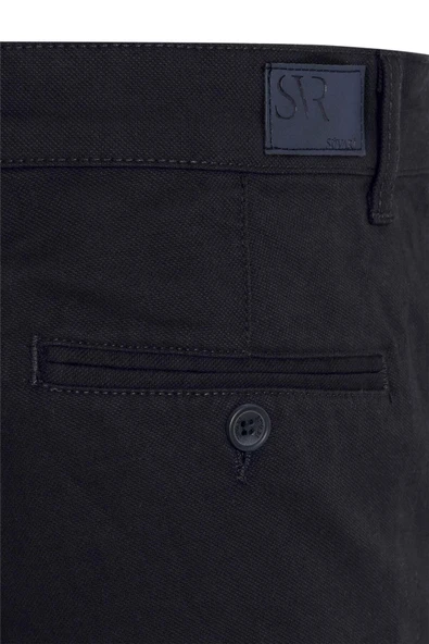 Lacivert Regular Armürlü Pantolon - Resim 6