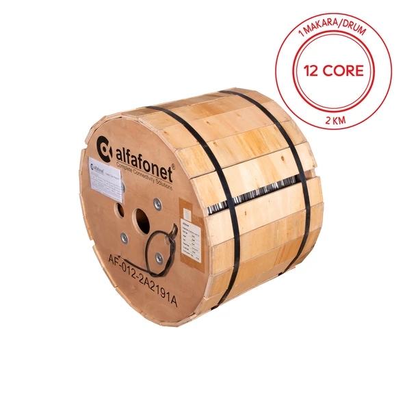 Alfafonet 12 Core Single Loose Tube Fiber Optik Kablo 2 KM Makara ürün görseli 1