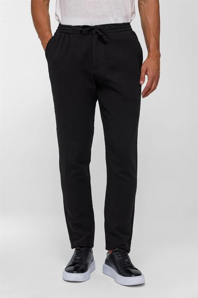 Siyah Slim Düz Jogger Pantolon - Resim 4