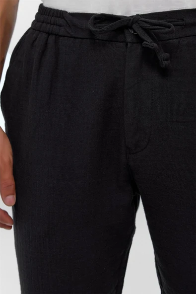 Siyah Slim Düz Jogger Pantolon - Resim 8
