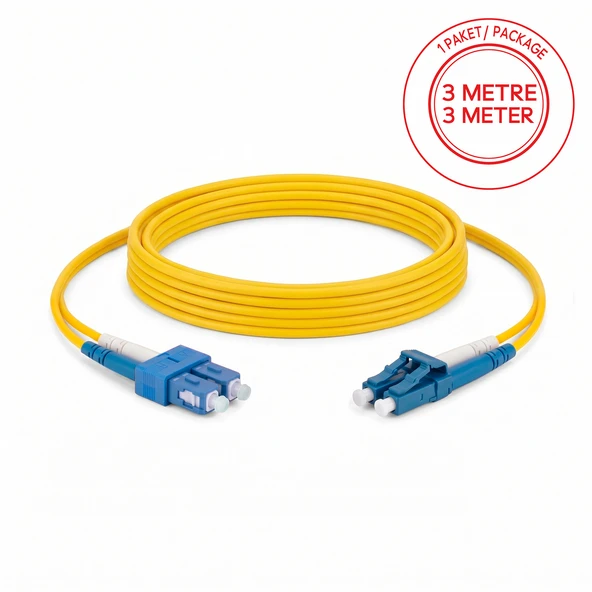 Alfafonet SC/UPC-LC/UPC Singlemode Dupleks 3 Metre Fiber Patch Cord ürün görseli 1
