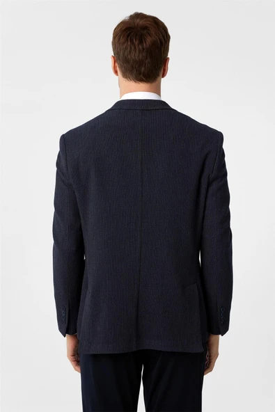 Lacivert Regular Fit Desenli 4 Drop Ceket - Resim 4