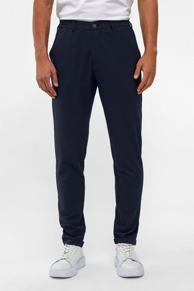 Lacivert Slim Düz Jogger Pantolon - Resim 6