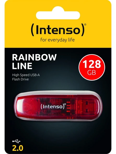 Intenso Rainbow Line 128GB USB 2.0 Flash Bellek Kırmızı ürün görseli 1