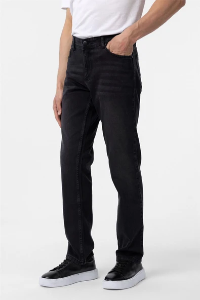 Siyah Regular Denim Pantolon - Resim 3