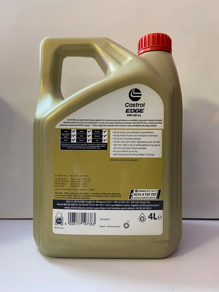 CASTROL EDGE  5W30 LL 4L TU - Resim 2