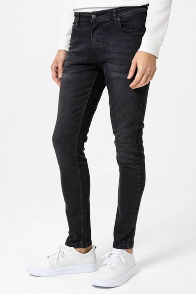Siyah Süper Slim Fit Denim Pantolon - Resim 3