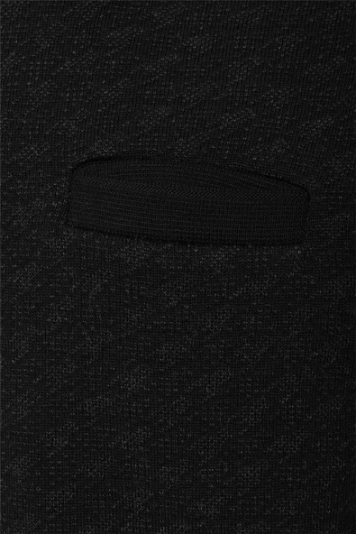 Siyah Regular Desenli Polo Yaka Triko - Resim 2