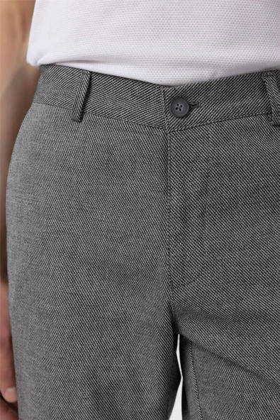 Siyah Regular Armürlü Kanvas Pantolon - Resim 4