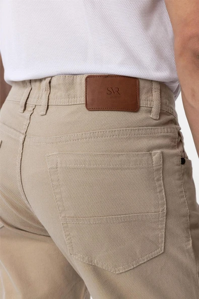 Bej Slim Fit Düz Kanvas Pantolon - Resim 5