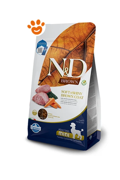 N&D BROWN DOG LAMB, SPİRULİNA&CARROT ADULT MİNİ 2KG ürün görseli 1