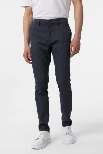 Bej Slim Fit Armürlü Kanvas Pantolon - Resim 4