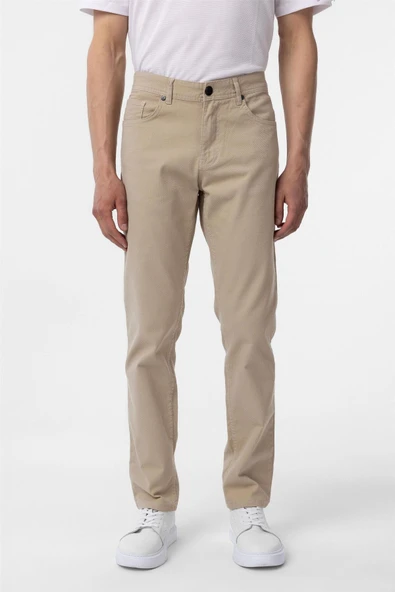 Bej Slim Fit Düz Kanvas Pantolon - Resim 2