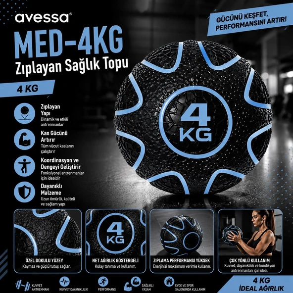 Avessa Med-4 Zıplayan Sağlık Topu 4 Kg ürün görseli 1
