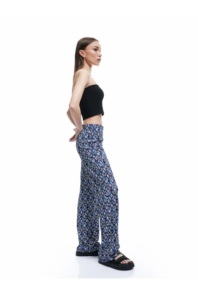 Geniş Paça Beli Lastikli Rahat Kalıp Pantolon Bürümcük ürün görseli 1