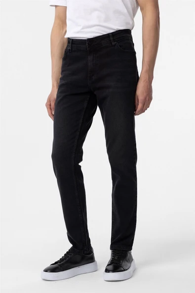 Siyah Slim Fit Denim Pantolon - Resim 3