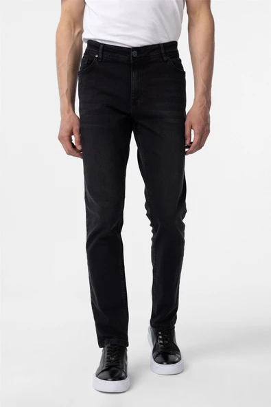 Siyah Slim Fit Denim Pantolon - Resim 2