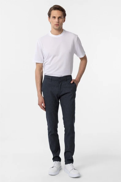 Bej Slim Fit Armürlü Kanvas Pantolon ürün görseli 1