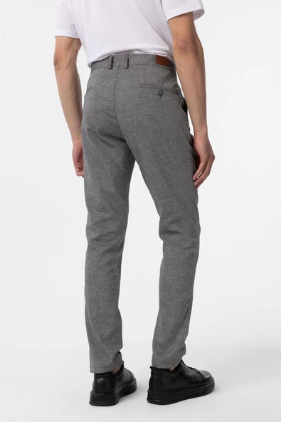Siyah Regular Armürlü Kanvas Pantolon - Resim 6