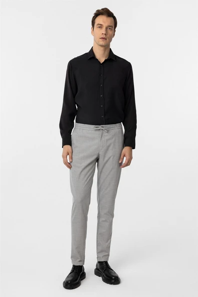 Gri Slim Fit Düz Jogger Pantolon ürün görseli 1