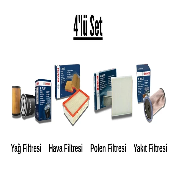 Bosch Audi A3 1.8 T Benzinli 1996-2002 Hava Yağ Yakıt Standart Polen Filtre Bakım Seti ürün görseli 1