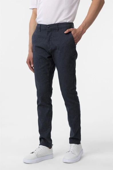 Bej Slim Fit Armürlü Kanvas Pantolon - Resim 7