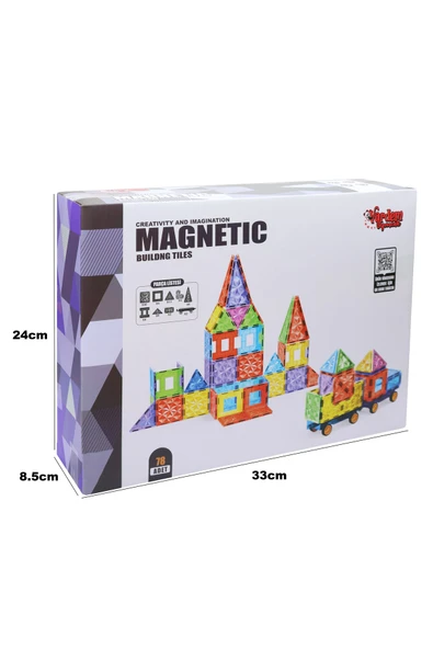 Vardem 78 Parça 7,5 Cm Manyetik Yapı Blokları - Resim 3