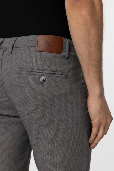 Bej Slim Fit Armürlü Kanvas Pantolon - Resim 11