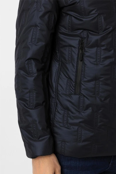 Lacivert Slim Kapitone Mont - Resim 4