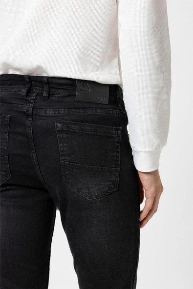 Siyah Süper Slim Fit Denim Pantolon - Resim 5