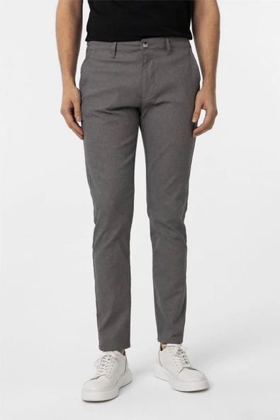 Bej Slim Fit Armürlü Kanvas Pantolon - Resim 5