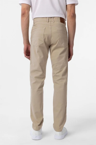 Bej Slim Fit Düz Kanvas Pantolon - Resim 6