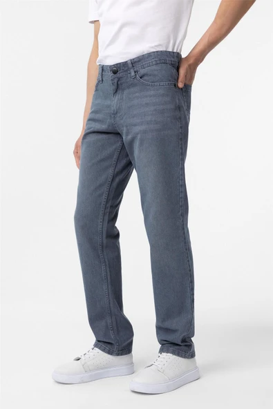 Gri Regular Denim Pantolon - Resim 3