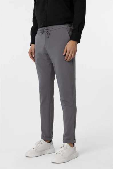 Antrasit Slim Fit Düz Jogger Pantolon - Resim 3