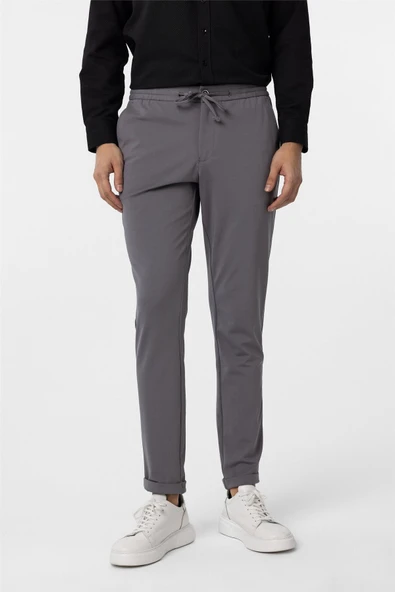 Antrasit Slim Fit Düz Jogger Pantolon - Resim 2