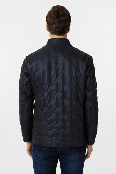 Lacivert Slim Kapitone Mont - Resim 5