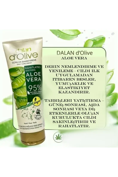 d`Olive 250Ml Tüp Krem Organik Aloea Vera Yağlı ürün görseli 1