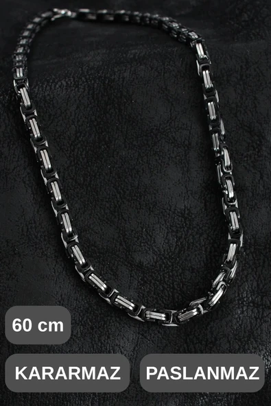 #ZincirKolye 316L Çelik Kral Zincir Erkek Kolye Gümüş Renk 60 cm Kararmaz Paslanmaz Kalın Halkalı Şık Modern Günlük Komb ürün görseli 1