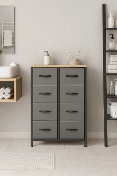 miyuhome 8 Çekmeceli Banyo Düzenleyici Deri Çekmeceli Banyo Organizer Çok Amaçlı Dolap Wc Organizer ürün görseli 1