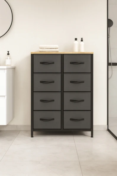 miyuhome 8 Çekmeceli Banyo Düzenleyici Deri Çekmeceli Banyo Organizer Çok Amaçlı Dolap Wc Organizer ürün görseli 1