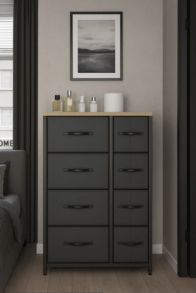 miyuhome 8 Çekmeceli Şifonyer Deri Çekmeceli Yatak Odası Düzenleyici Çekmeceli Çocuk Odası Organizer ürün görseli 1