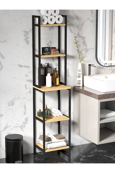 miyuhome 5 Raflı Banyo Düzenleyici Dar Alan Rafı Metal Mutfak Rafı Banyo Dolabı Çok Amaçlı Organizer ürün görseli 1