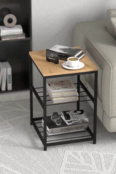 miyuhome 3 Raflı Metal Yan Sehpa Koltuk Sehpası Zigon Sehpa Metal Raflı Koltuk Sehpa Çay Kahve Köşesi ürün görseli 1