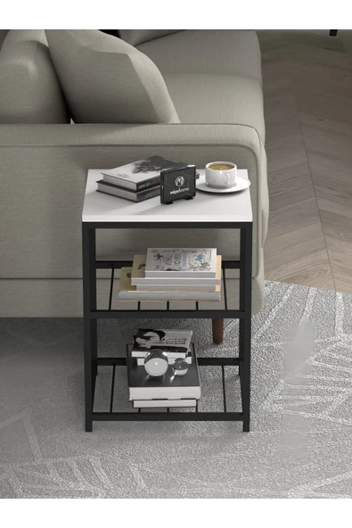 miyuhome 3 Raflı Metal Yan Sehpa Koltuk Sehpası Zigon Sehpa Metal Raflı Koltuk Sehpa Çay Kahve Köşesi ürün görseli 1