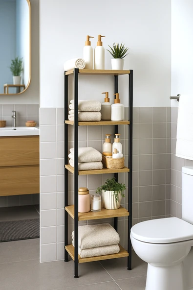 miyuhome 5 Raflı Banyo Rafı Dar Alan Rafı Köşe Rafı Çok Amaçlı Dolap ürün görseli 1