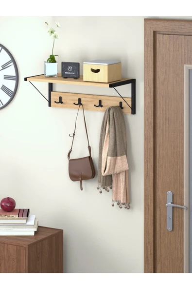 miyuhome Duvara Monte Portmanto Raflı Elbise Askısı Vestiyer ürün görseli 1