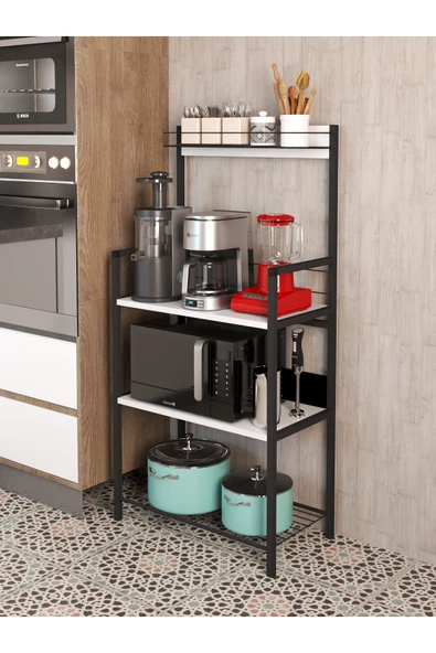 miyuhome Metal Sepetli Mutfak Bangosu Kahve Köşesi Mutfak Standı Airfryer Mikrodalga Kahve Makinesi Organizer ürün görseli 1