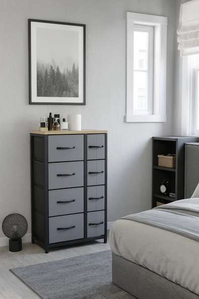 miyuhome 8 Çekmeceli Şifonyer Deri Çekmeceli Yatak Odası Düzenleyici Çekmeceli Çocuk Odası Organizer ürün görseli 1