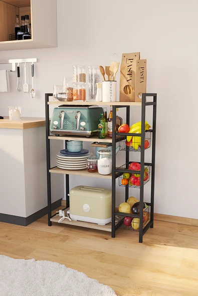 miyuhome Tak-Çıkar Sepetli Mutfak Rafı Çok Amaçlı Raf Kiler Banyo Rafı Metal Düzenleyici Organizer ürün görseli 1